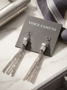 Vince Camuto Silver Tassel Chain Drop Earrings